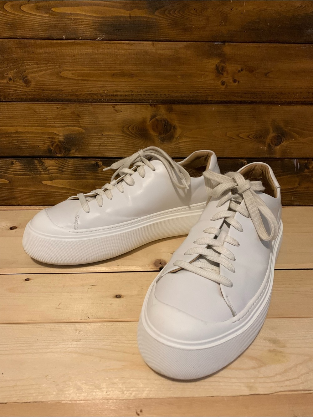 Tiger of Sweden Cream Leather Low-Top Sneakers